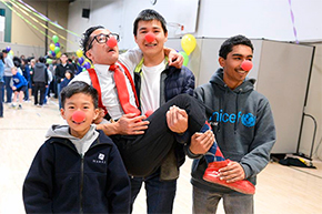 Eagle buddy student with clown noses