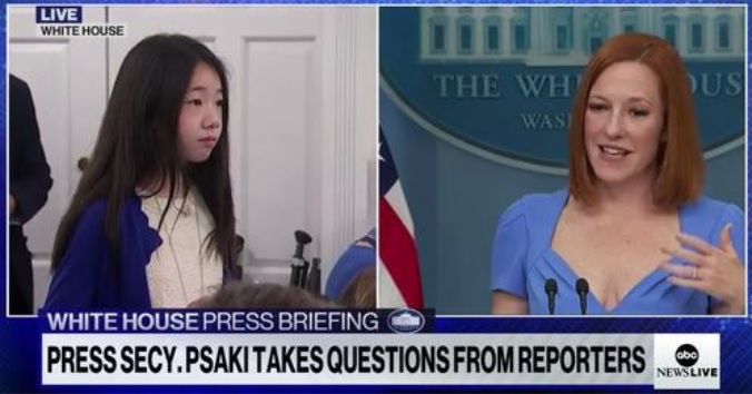 Sixth Grader Rory Hu at White House Press Briefing